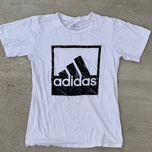 White Black Marble Adidas T Shirt Top Smal